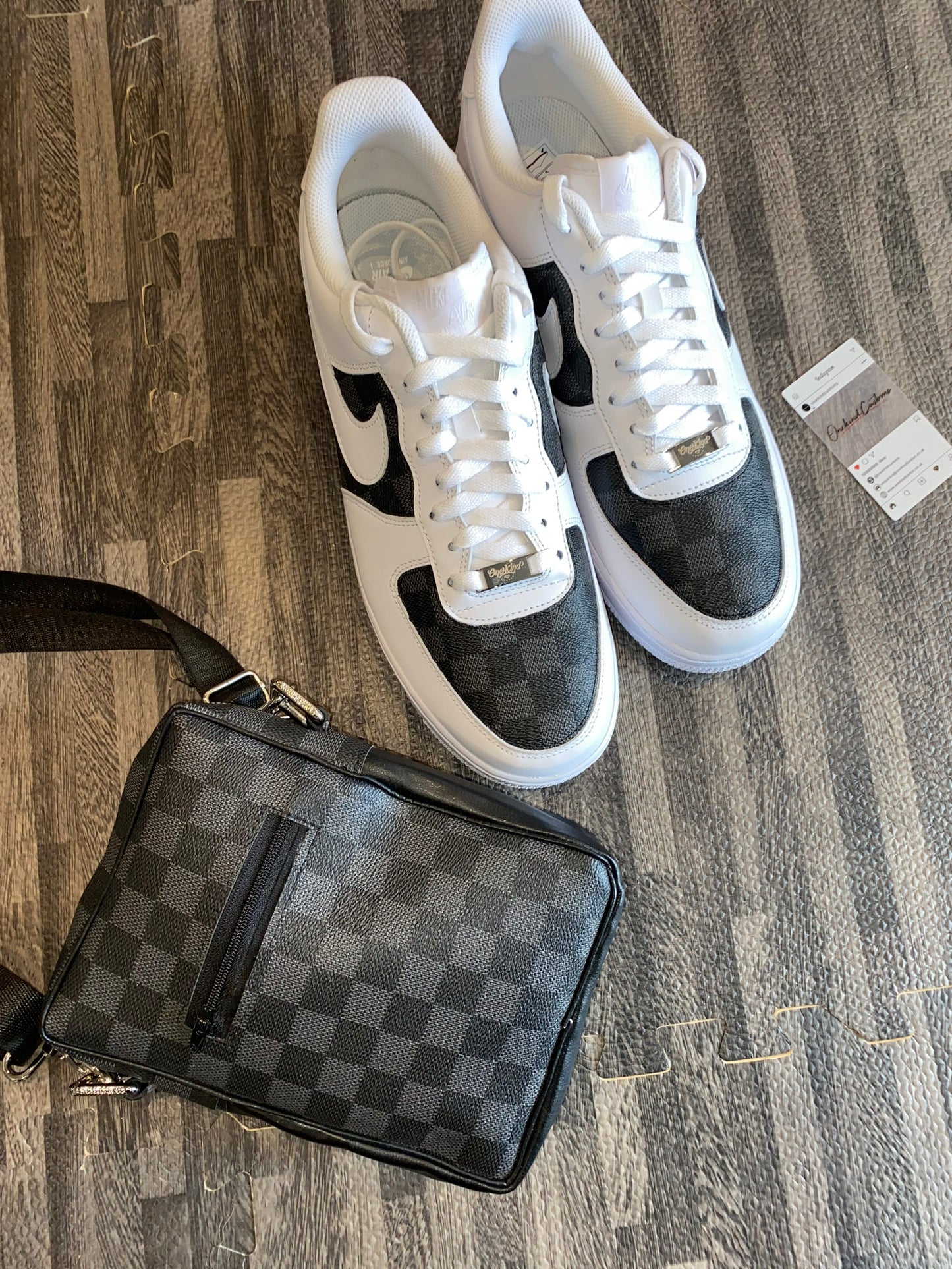 Custom Made LV Damier Graphite x White Nike AF1’s