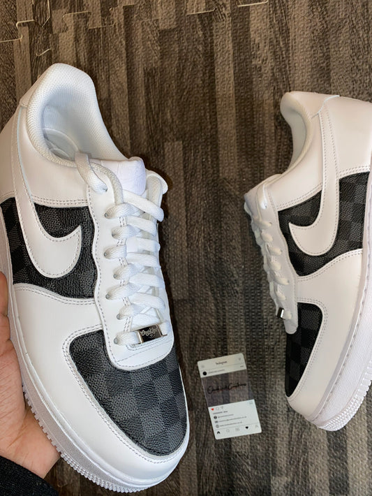 Custom Made LV Damier Graphite x White Nike AF1’s