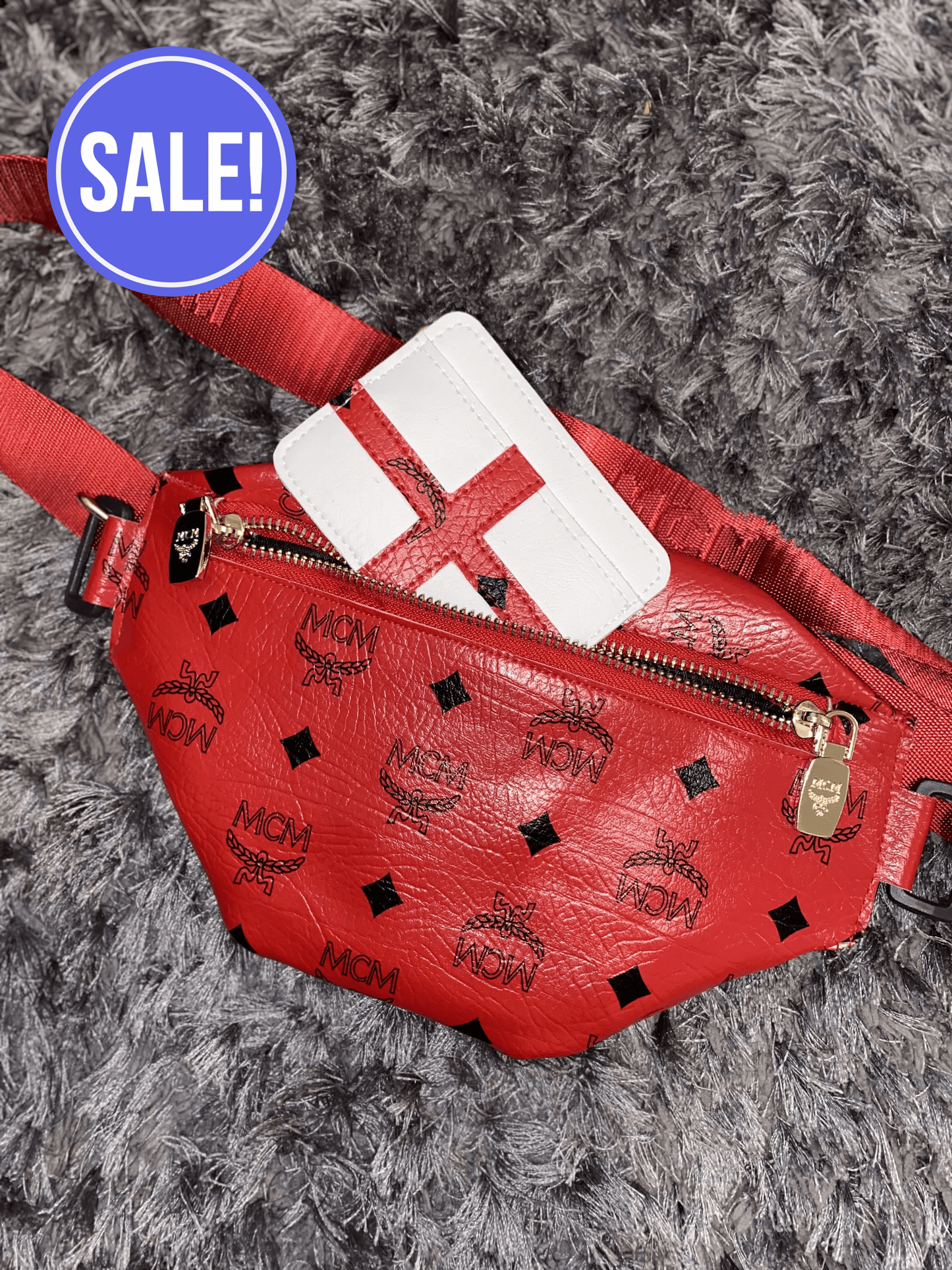 Red custom made MCM Bag & Cardholder
