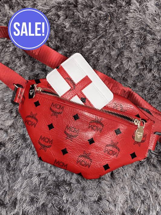 Red custom made MCM Bag & Cardholder